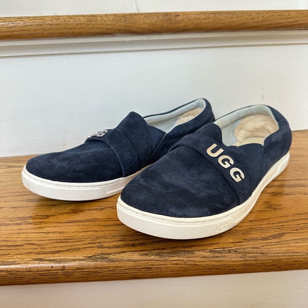 UGG women’s Navy Suede Slip-On Sneakers